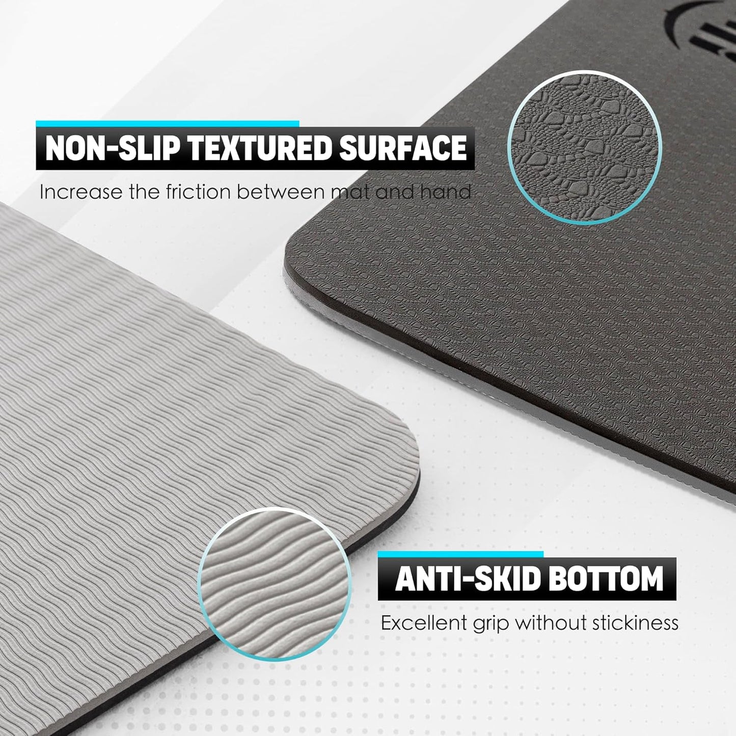 Large Yoga Mat for Men and Women 1/4 & 2/5 Inch Extra Thick TPE Fitness Mat for Home Gym Workout, Non-Slip, Eco Friendly Exercise Mat for Yoga, Pilates, Stretching, Meditation