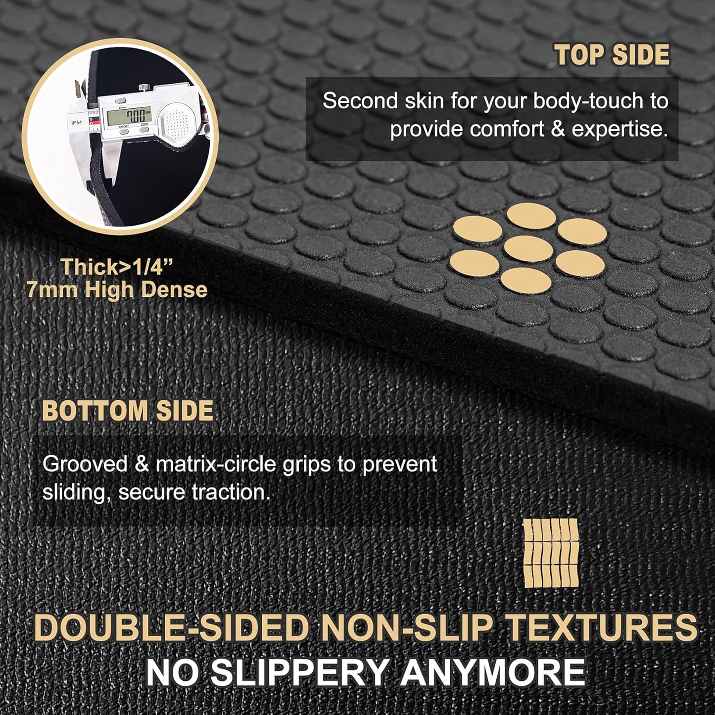 Gxmmat Extra Wide Large Exercise Mat 12'x7'/10'x7/8'x7(7mm), Thick Workout Mats for Home Gym Flooring, High-Density Durable Cardio Mat, Shoe Friendly, Perfect for Plyo, MMA, Jump Rope, Weight, Fitness