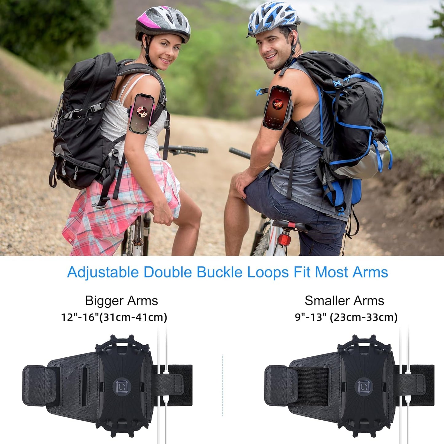 Cell Phone Running Armband - Detachable & 360° Rotatable Universal Cellphone Arm Band for iPhone 17 16 15 14 13 Pro Max Plus Samsung Galaxy Note S24 S23 for Workout Exercising Walking Jogging