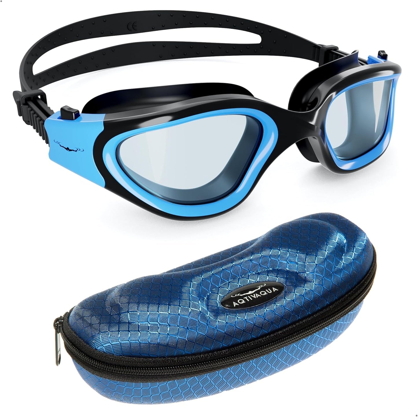 AqtivAqua Swimming Goggles, DX Wide View Swim Goggles for Adult Men Women, Anti Fog No Leaking