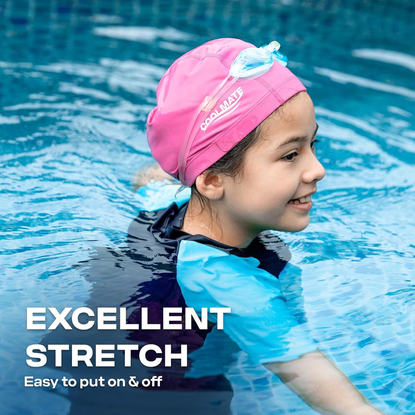 COOLMATE Fabric Swim Cap for Adult Women Men Kid 3 4 6 8 14 16, Silicone Water Resistant Layer, Cloth Swim Cap Gifts for Swimmers, Lightweight for Pool, Lap Swimming (1 pc)