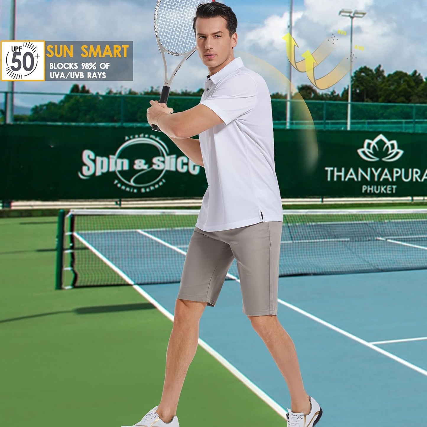 Mens Golf Shirt Short Sleeve Moisture Wicking Dry Fit Performance Solid Casual Pique Collared Golf Polo Shirts for Men