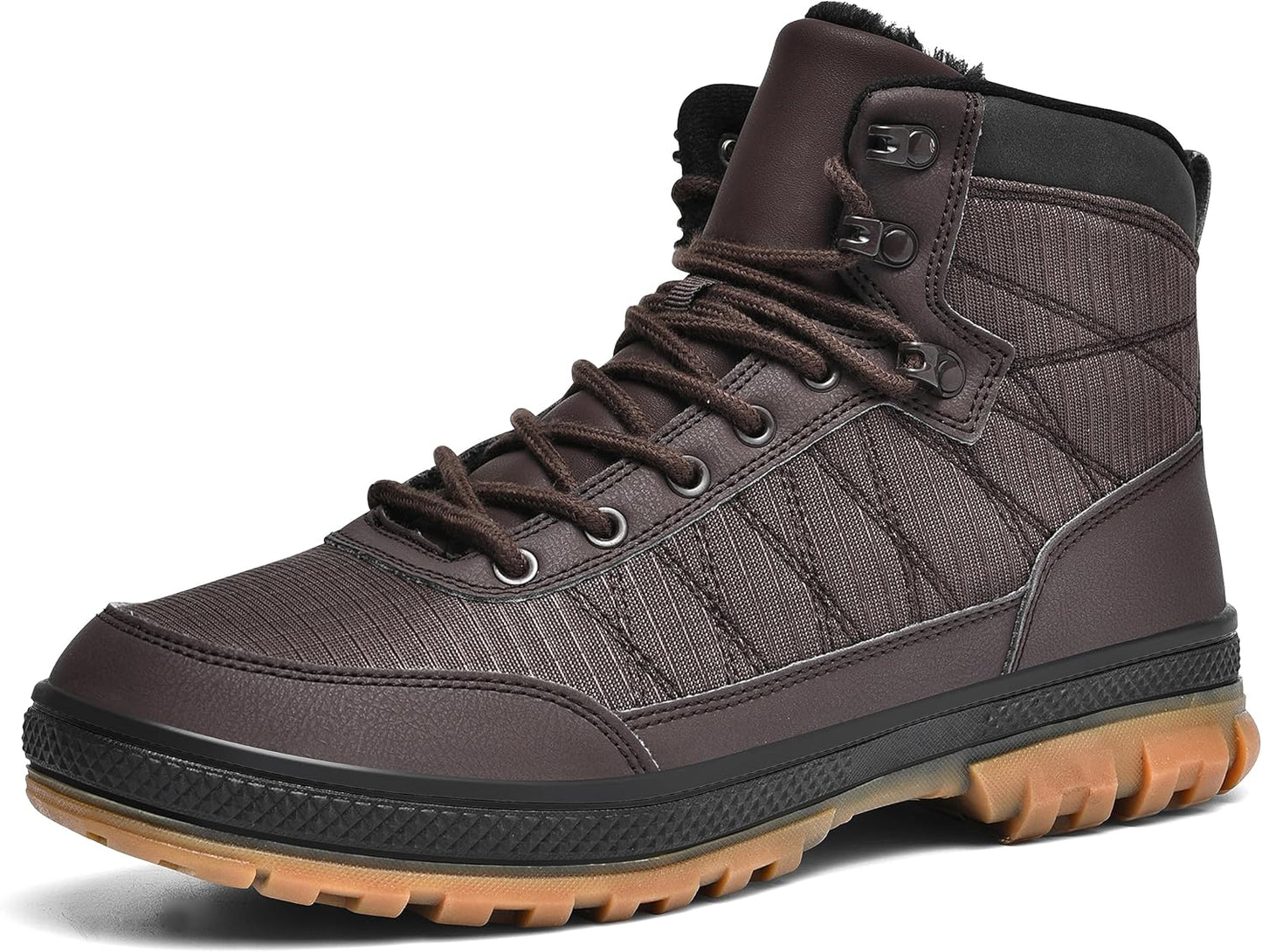 Wondamo Men's Snow Boots Lightweight Waterproof Winter Boots Fur Lined Anti-slip Cold Weather Shoes