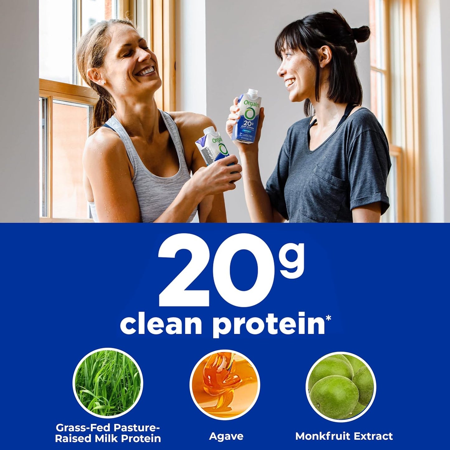 Orgain Clean Protein Shake, Grass Fed Dairy, Vanilla Bean - 20g Whey High Protein, Kosher, Ready to Drink, Low Net Carbs, Gluten Free, No Soy Ingredients, 11 Fl Oz (Pack of 4)