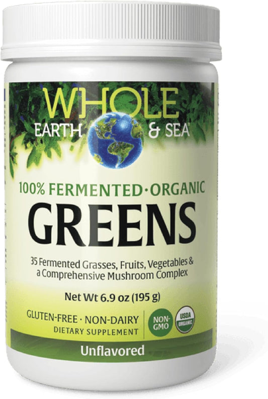 Natural Factors Whole Earth & Sea, Organic Fermented Greens, Vegan Whole Food Supplement, Unflavored, 6.9 Oz