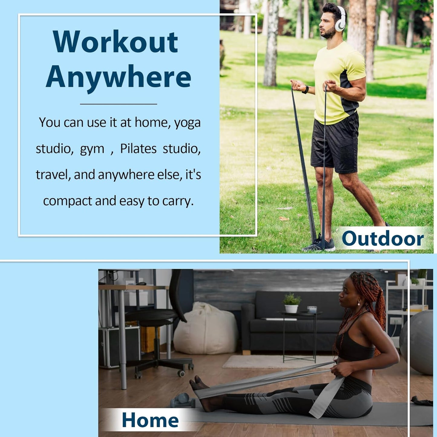 Resistance Bands for Working Out, Physical Therapy Bands, Latex Free Elastic and Exercise Bands Set for Stretching, Suitable for Rehab, Yoga, Pilates, Gym, Home Exercise