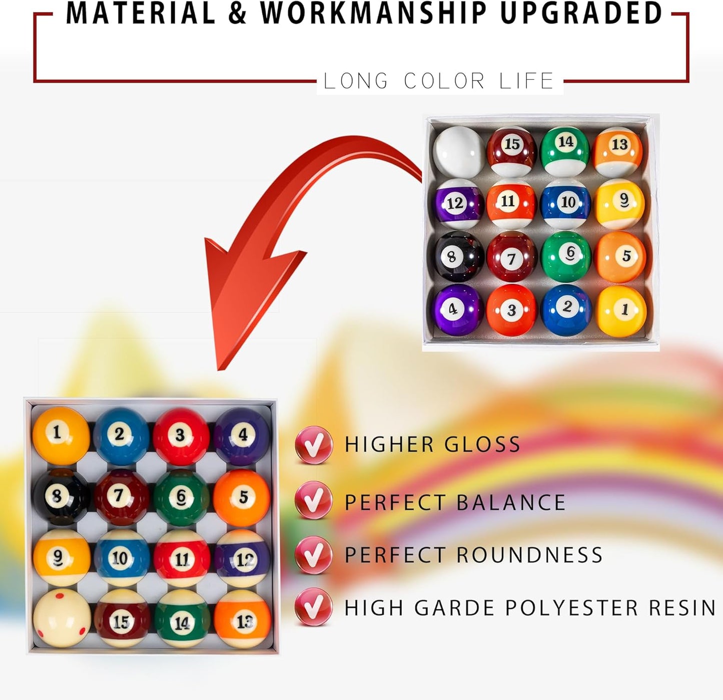 Collapsar Deluxe 2-1/4" Billiard Pool Balls Marble-Swirl Style Billiards Ball Complete 16 Ball Set (Several Style Available)