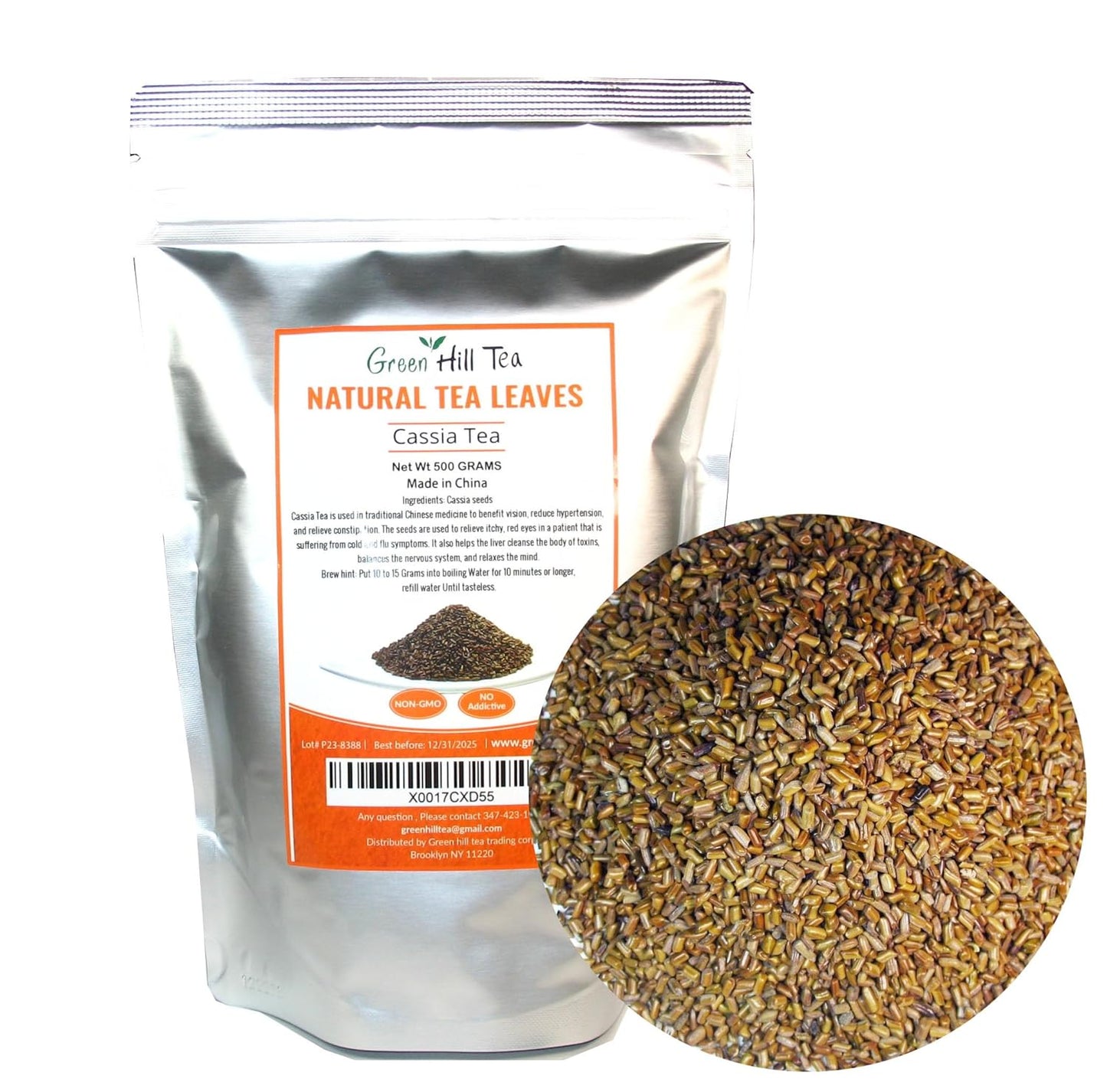 Green Hill Cassia Tea – Loose Leaf Chinese Herbal Tea – beneficial for "detox" – 100% Natural,NO GMO,Caffeine free packed in ziplock foil bag 500 grams