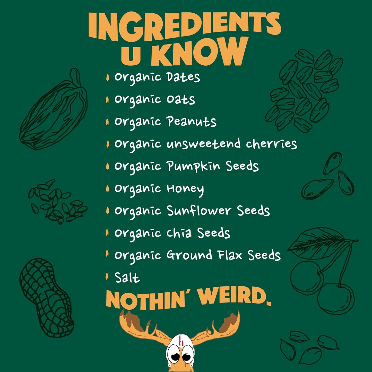 BAR-U-EAT Gluten-Free, Organic, Soft & Chewy Energy Bar. Real Food | Seed Oil Free | No Artificial Sugar | Compostable Packaging | Healthy Snacks (Peanuts N' Cherries 12 Pack)