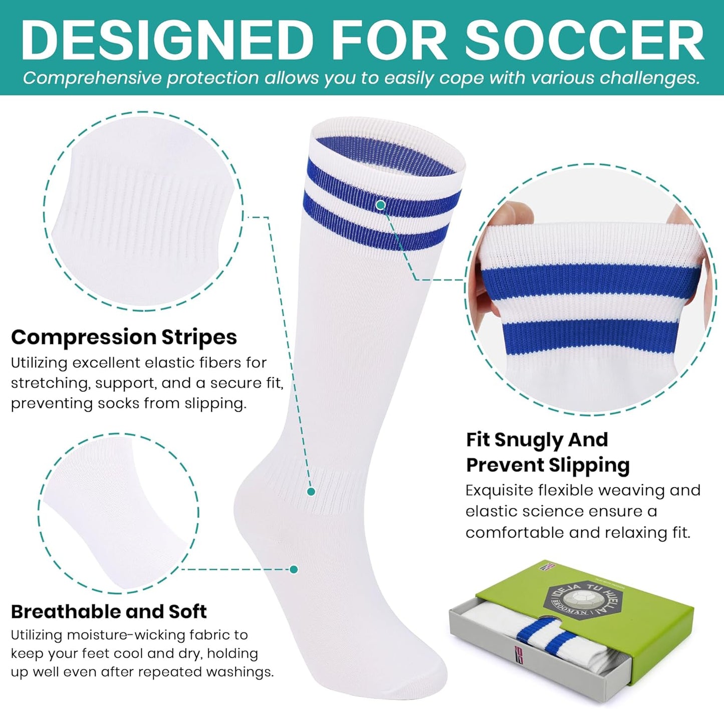 brooman Kids Firm Ground Soccer Cleats Boys Girls Football Cleats with Soccer Socks