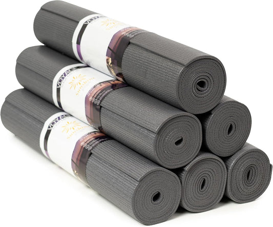 Sunshine Yoga Voyage Yoga Mat, 6 Pack, 72" x 24" Professional Studio and Gym Bulk Yoga Mats, 5mm Thick, Durable, Anti-Tear, Non Slip Fitness and Exercise Mats