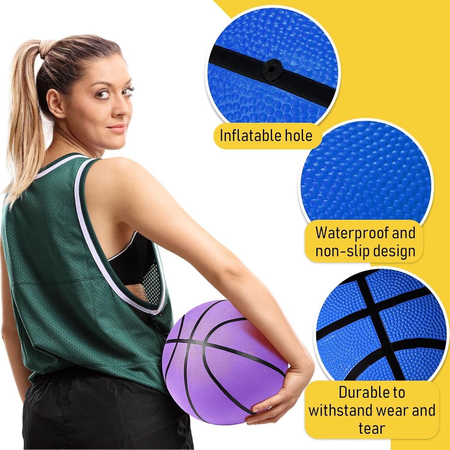 Jerify 12 Pack Official Size Rubber Basketballs for Kids Child Junior Youth Indoor Outdoor Sports Basket Balls with Pump Back to School Student Gifts Operation Christmas Bulk Items