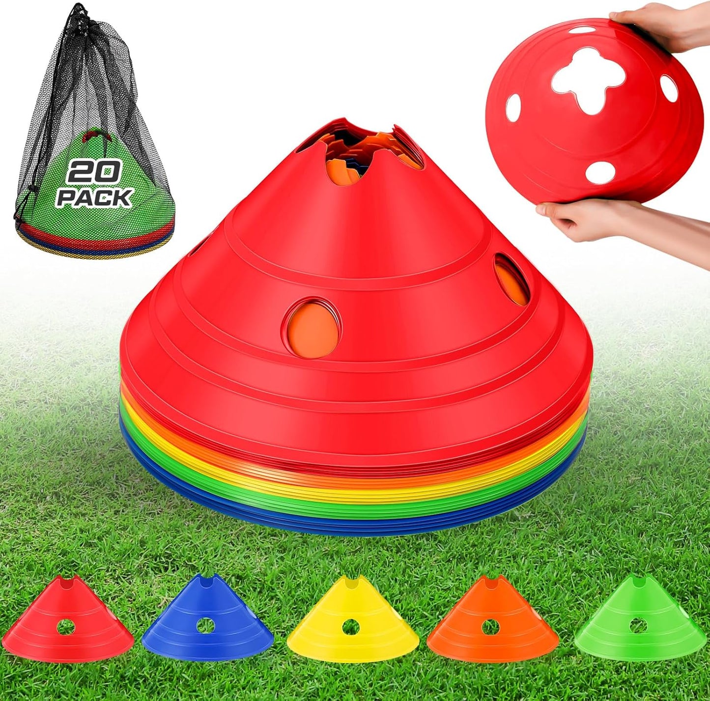 ShinyRelief Jumbo Disc Cones Jumbo Soccer Cones with Mesh Bag Giant Large Agility for Soccer Training Adult Sports