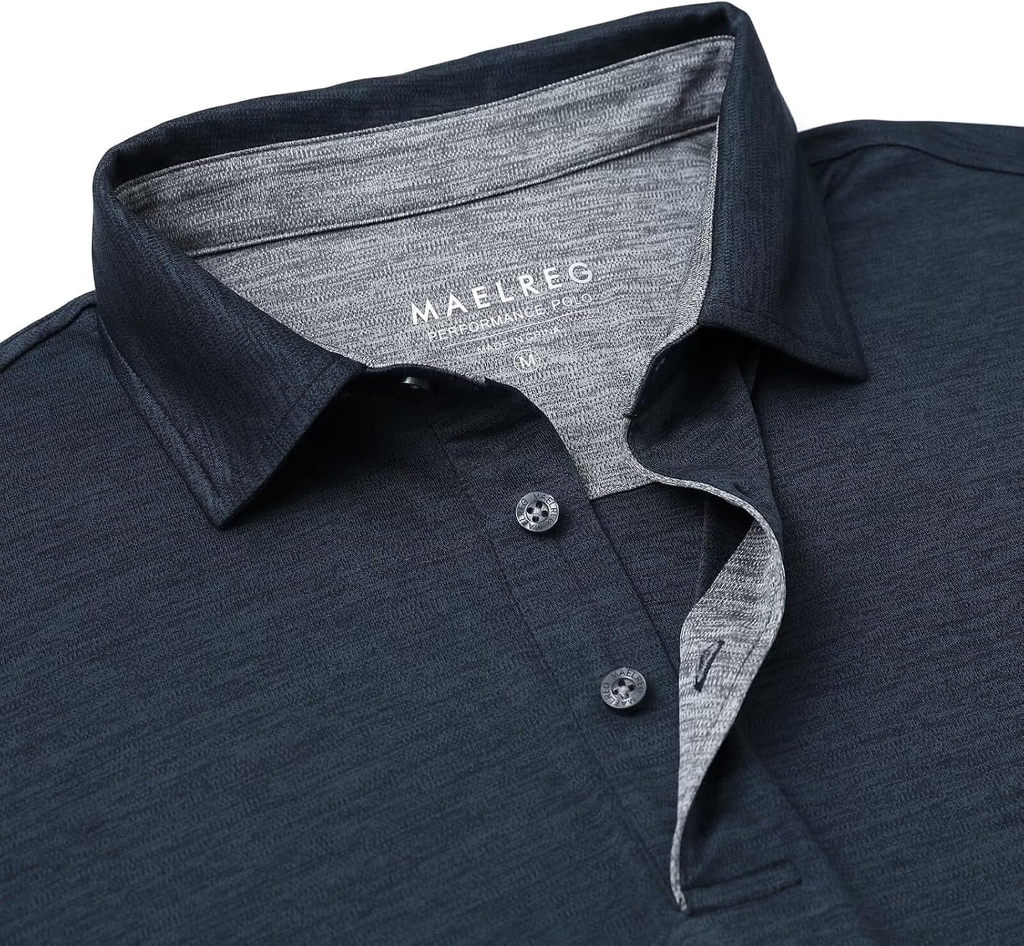 M MAELREG Golf Shirts for Men Short Sleeve Dry Fit Casual Striped Performance Moisture Wicking Collared Mens Polo Shirts