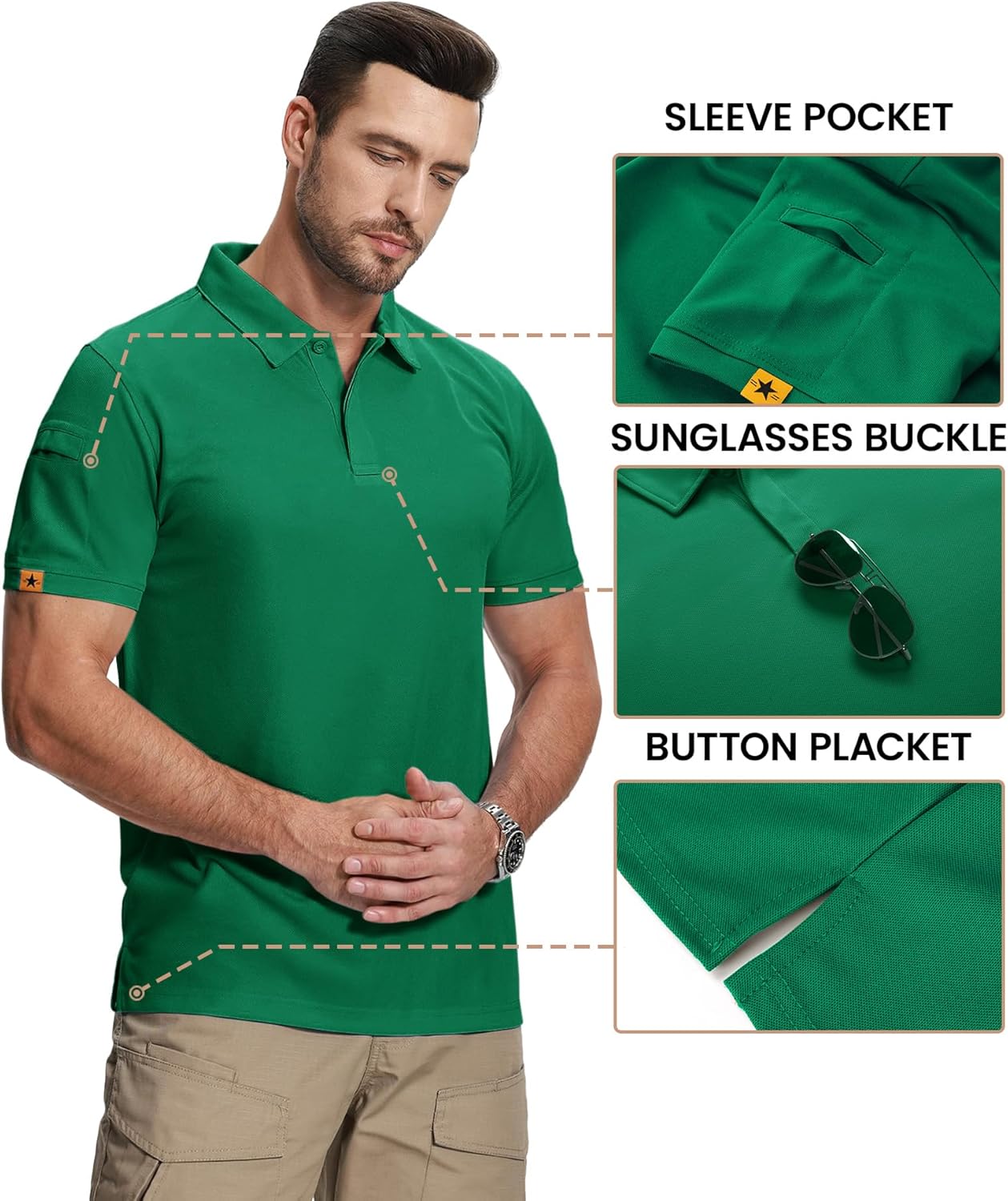 ZITY Mens 2 Pack Polo Shirts Short Sleeve Performance Sports Golf Shirt for Men Tactical Shirt