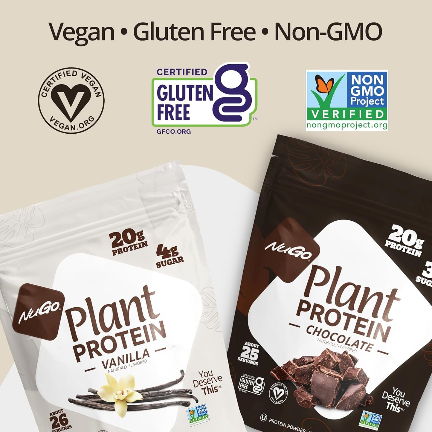 NuGo Plant Protein Powder, Vanilla, 20g Vegan Pea Protein, Low Sugar, Gluten Free, Dairy Free Ingredients, Soy Free, Non-GMO, Plant Based, Kosher, For Smoothies & Shakes, 26 Servings
