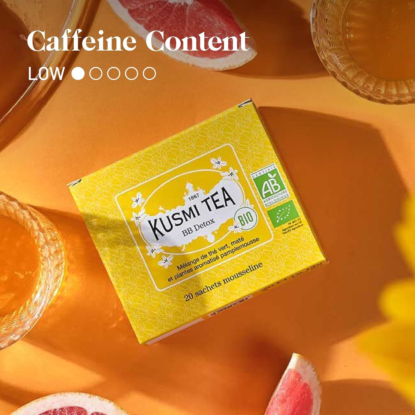 Kusmi Tea - BB Detox + Detox - Iconic Detox Tea - Organic Tea - Blend of Green Tea, Mate & Fruits - Organic Flavored Yerba Mate Tea - Pack of 2 Boxes of Tea Bags - 2x20 Tea Bags