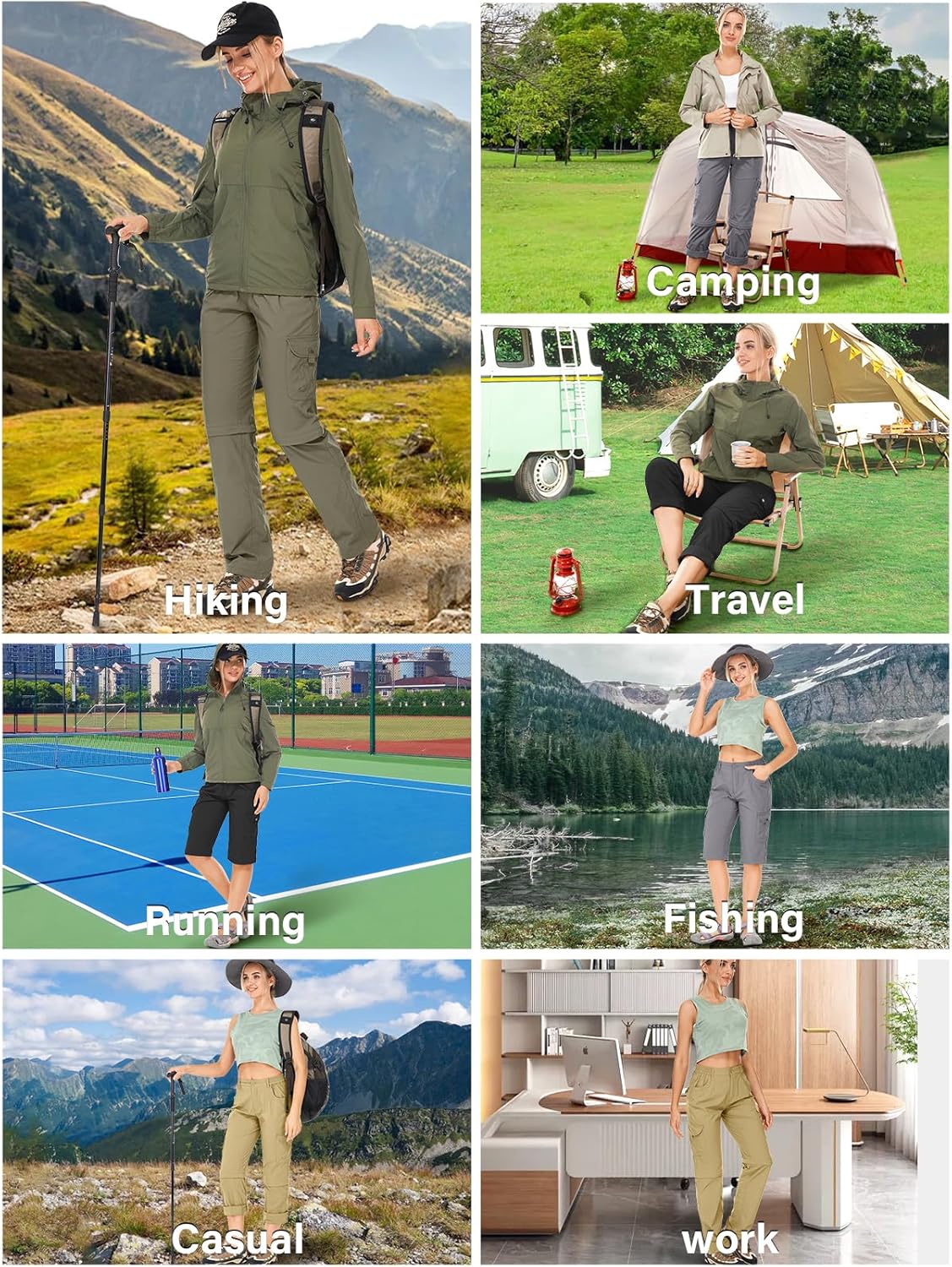 Women's Hiking Pants Convertible Quick Dry Lightweight Zip Off Fishing Travel Safari Pants