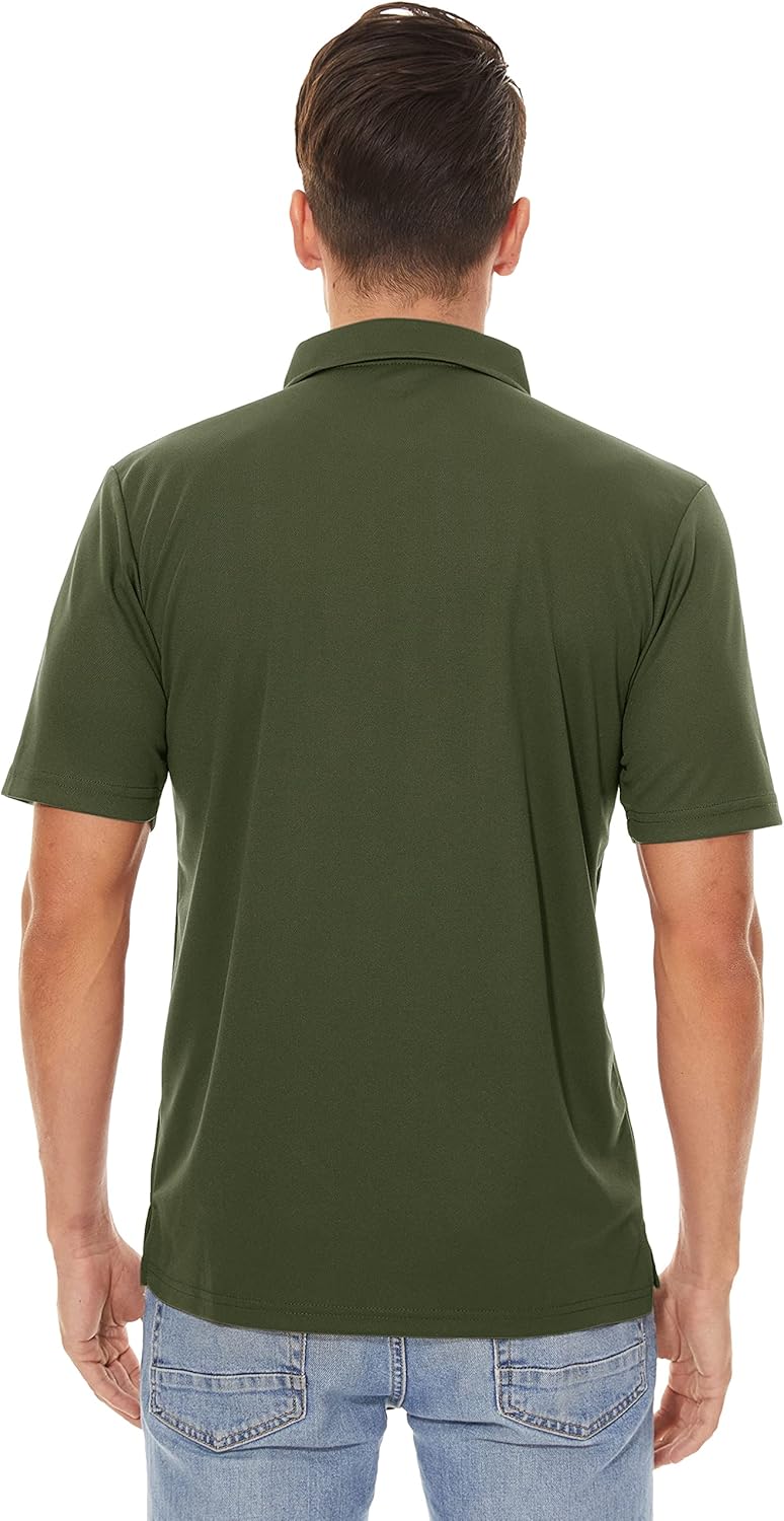 MAGCOMSEN Men's Polo Shirts 3 Buttons Casual Work T Shirts Quick Dry Short Sleeve Golf Shirt Pique Jersey Outdoor Performance