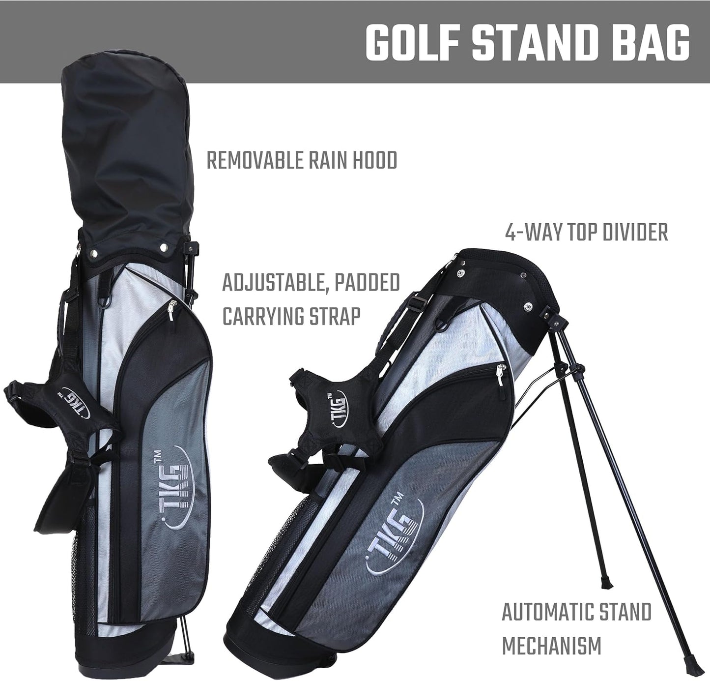 TKG Sports Youth Golf Set - Kids Golf Clubs, Stand Bag, Rain Cover, Glove, Towel, Tees, Balls - Great for Summer Camp Activity, Outdoor Games, and Recreation