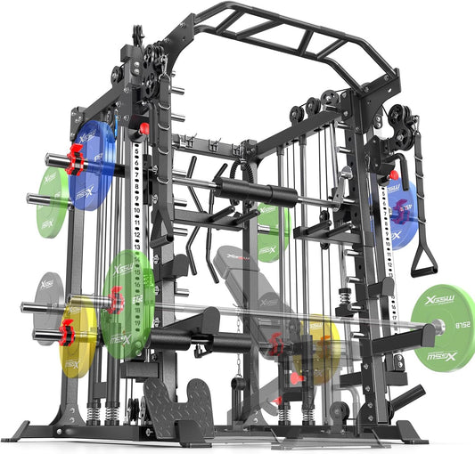 Power Cage,1600lbs Multi-Function Power Rack with Adjustable Cable Crossover System and More Training Attachment, Weight Cage for Home Gym