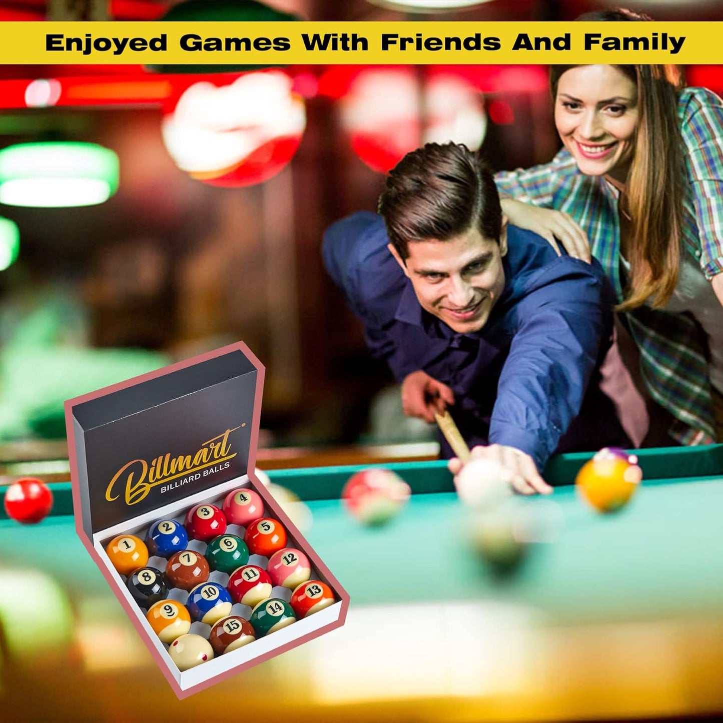 Premium Billiard Balls Pool Table Accessories 2-1/4" Regulation Size 16 Pool Balls Billiard Set