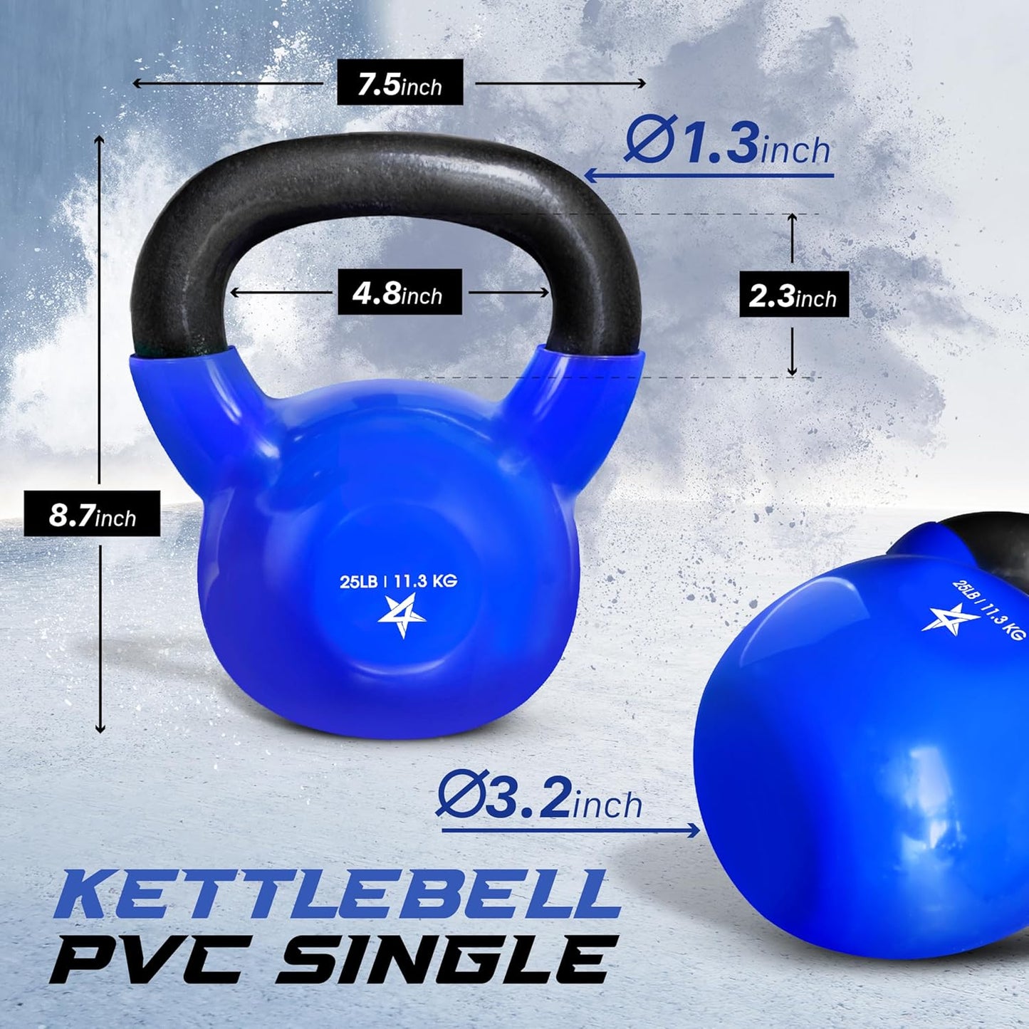 Yes4All Kettlebell, 5-100 LB Vinyl Coated Cast Iron Strength Training Kettlebells for Home Gym Exercises, Fitness, Full Body Workout Equipment, Push Ups, and Grip Strength