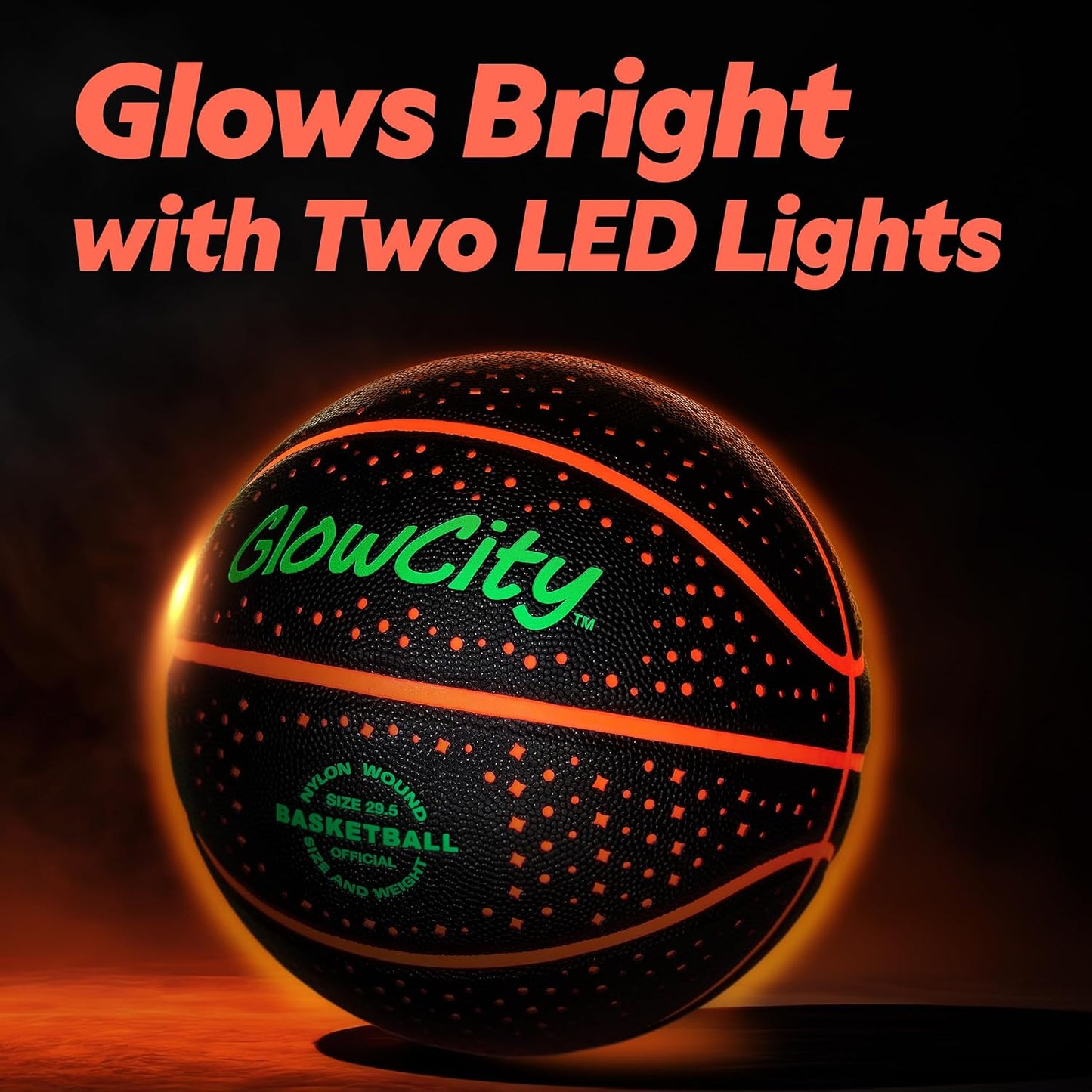 GlowCity Glow in The Dark Basketball for Teen Boy - Glowing Red Basket Ball, Light Up LED Toy for Night Ball Games - Sports Stuff & Gadgets for Kids Age 8 Years Old and Up. Great Gift for Boys & Girls