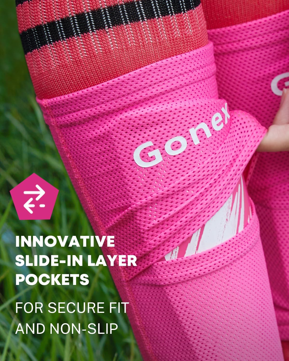 Gonex Soccer Shin Guards for Kids Adult, Youth Boys Girls Shin Guards Slip in Soccer Shin Pad Sleeves Canilleras for Football Games, EVA Cushion Protection Reduce Shocks & Injuries