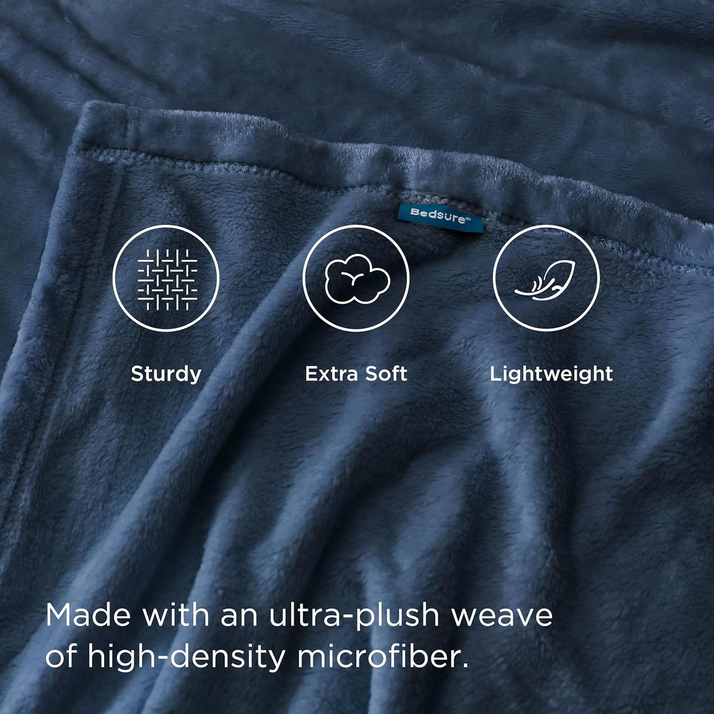 Bedsure Fleece Throw XL Blanket Mineral Blue - 300GSM Soft Lightweight Plush Cozy Blankets for Bed, Sofa, Couch, Travel, Camping, 50x70 inches