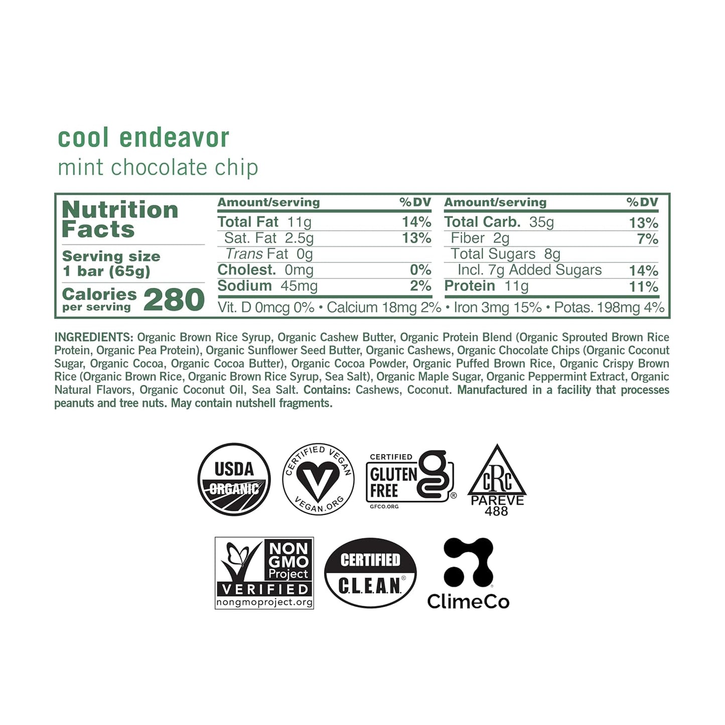 GoMacro MacroBar Organic Vegan Protein Bars - Mint Chocolate Chip, 2.3 Ounce Bars, (Pack of 12)