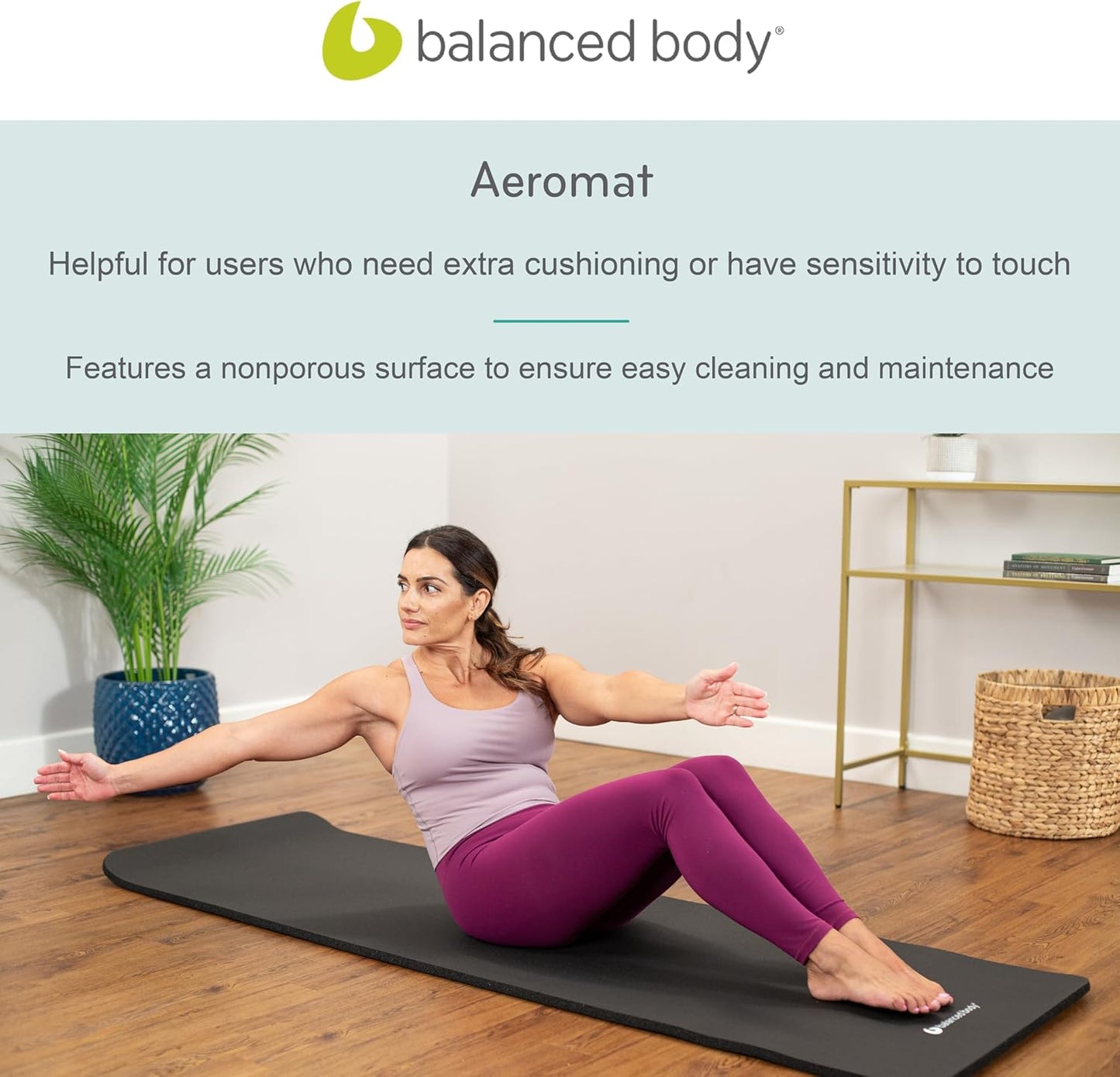 Balanced Body Aeromat Pilates and Yoga Mat for Floor Exercise, Extra-Thick Floor Workout Mat for Pilates or Yoga Exercises and Workouts, Studio or Home Gym Mat