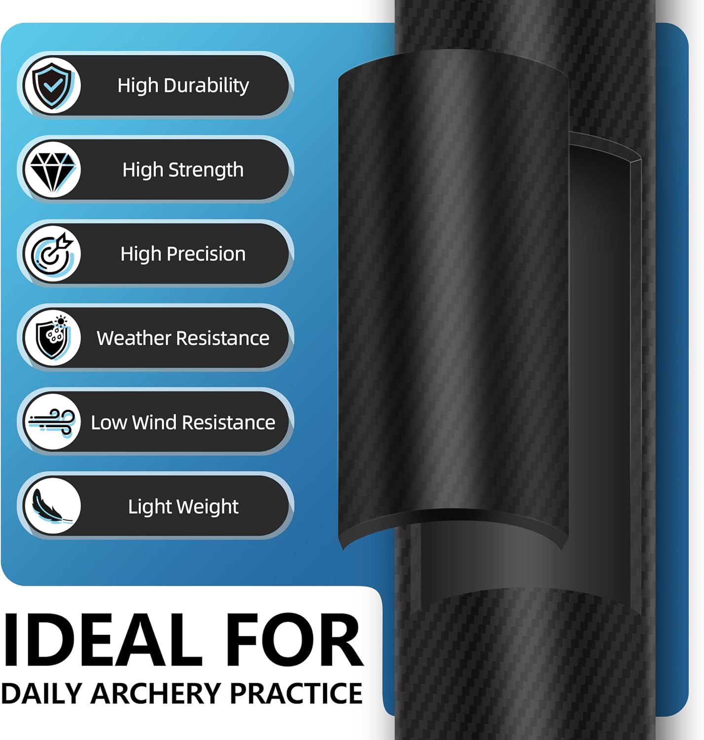 SUNYA Archery 24PCS Compound Bow Arrows for Practice. 30" Carbon Shaft, Spine 500 with Removable Tips. 4 Colors Vane Fit for Indoor and Outdoor Archery.