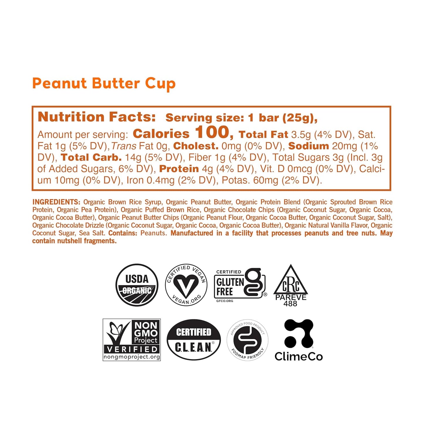 GoMacro Kids MacroBar Organic Vegan Snack Bars - Peanut Butter Cup (0.90 Ounce Bars, 7 Count)