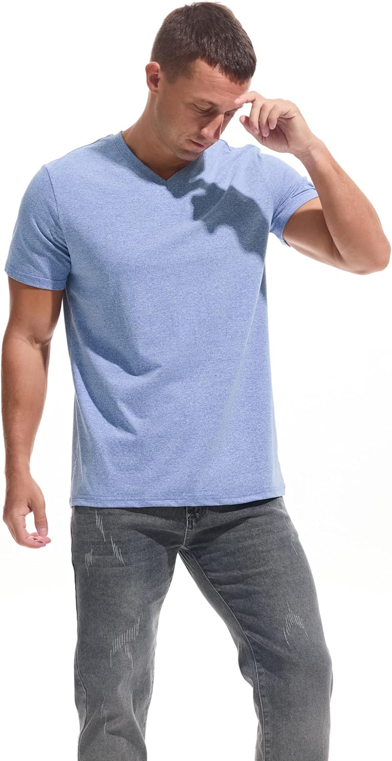VEIISAR Premium V Neck T Shirts for Men - Modern Fitted Tees Vneck Undershirts