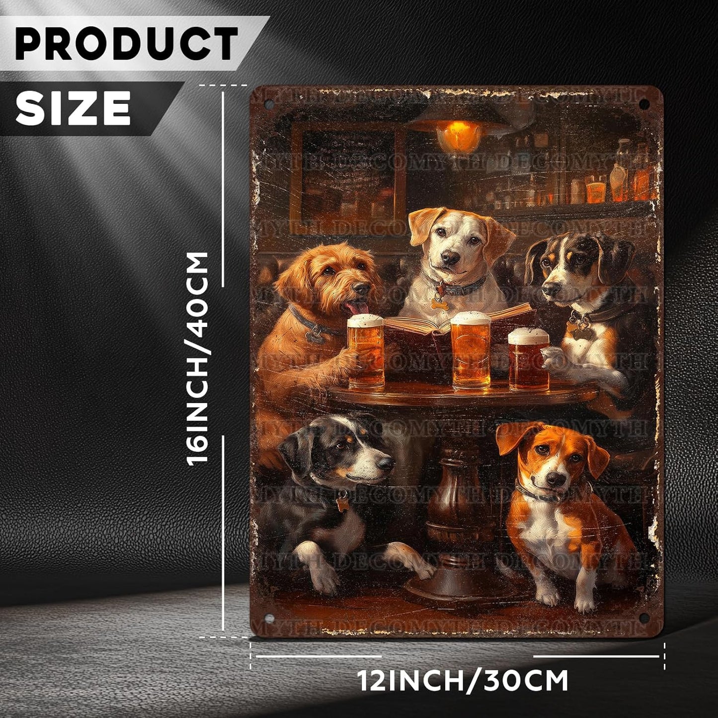 Vintage Dogs Tin Sign Retro Beer Metal Poster Funny Dog Lovers Wall Art Wall Decor for Kitchen Man Cave Shop Bar 12 * 16inch