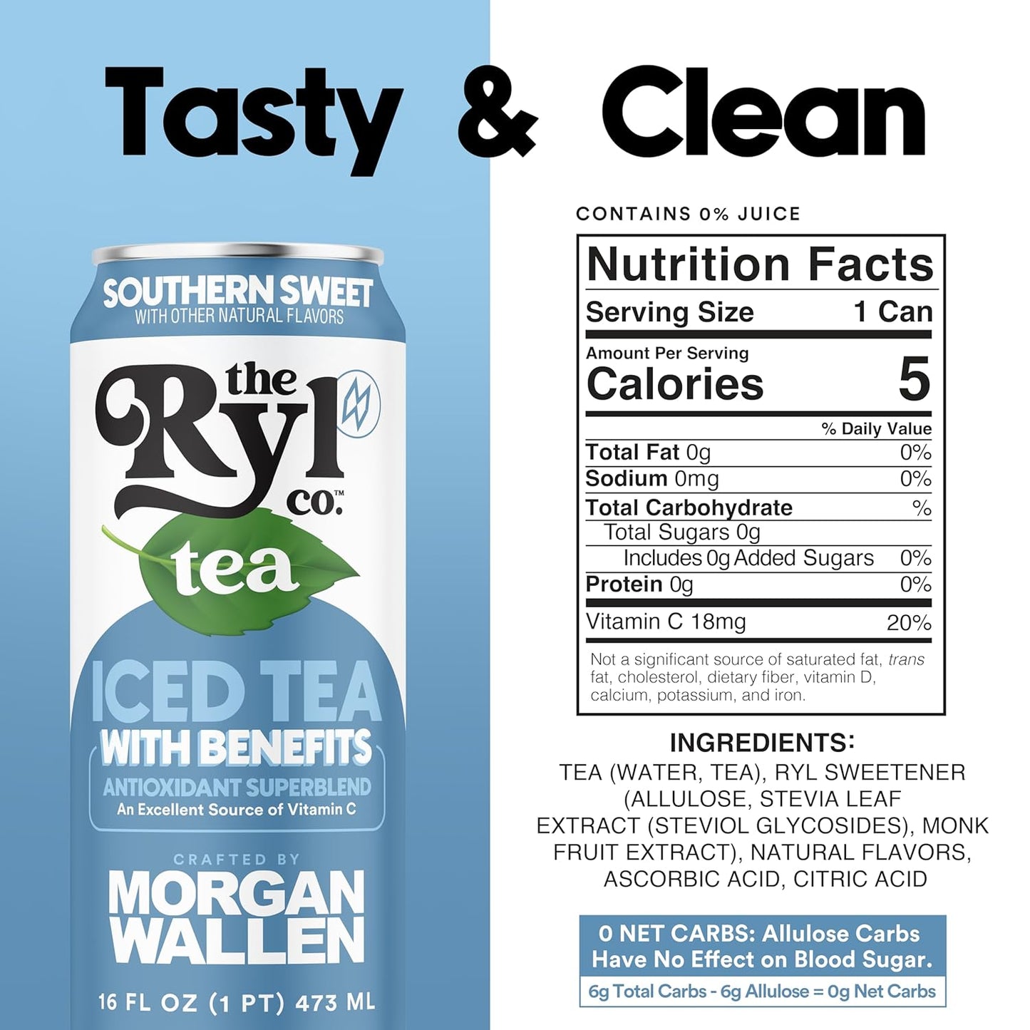 Ryl Iced Tea, Wallen's Sweet Tea, Antioxidant Superblend, No Artificial Ingredients, 16.0 Fl Oz (12-Pack)