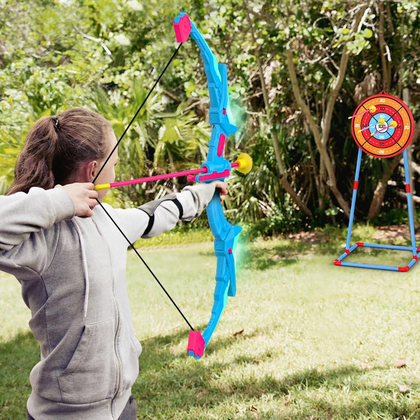 2 Pack Bow and Arrow Set for Kids, Light Up Archery Set with 14 Suction Cup Arrows, Outdoor Toys for Kids Ages 6-8 8-12, Birthday Gifts Ideas Toys for 4 5 6 7 8 9 10 Year Old Girls Boys