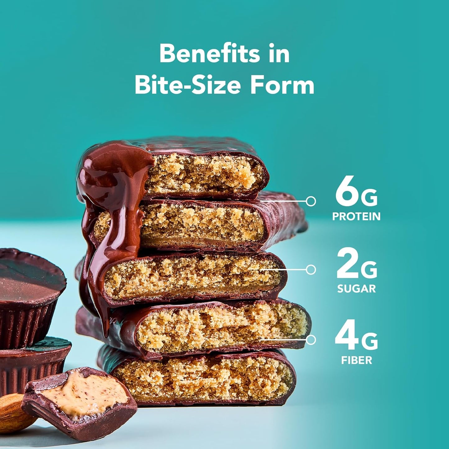 ALOHA Organic Plant Based Protein Bar MINIS | Almond Butter Cup | 20 Count, 24g Bars | Vegan, Low Sugar, Gluten Free, Low Carb, Non-GMO, Stevia Free, Soy Free, No Sugar Alcohols