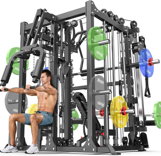 Power Cage,1600lbs Multi-Function Power Rack with Adjustable Cable Crossover System and More Training Attachment, Weight Cage for Home Gym