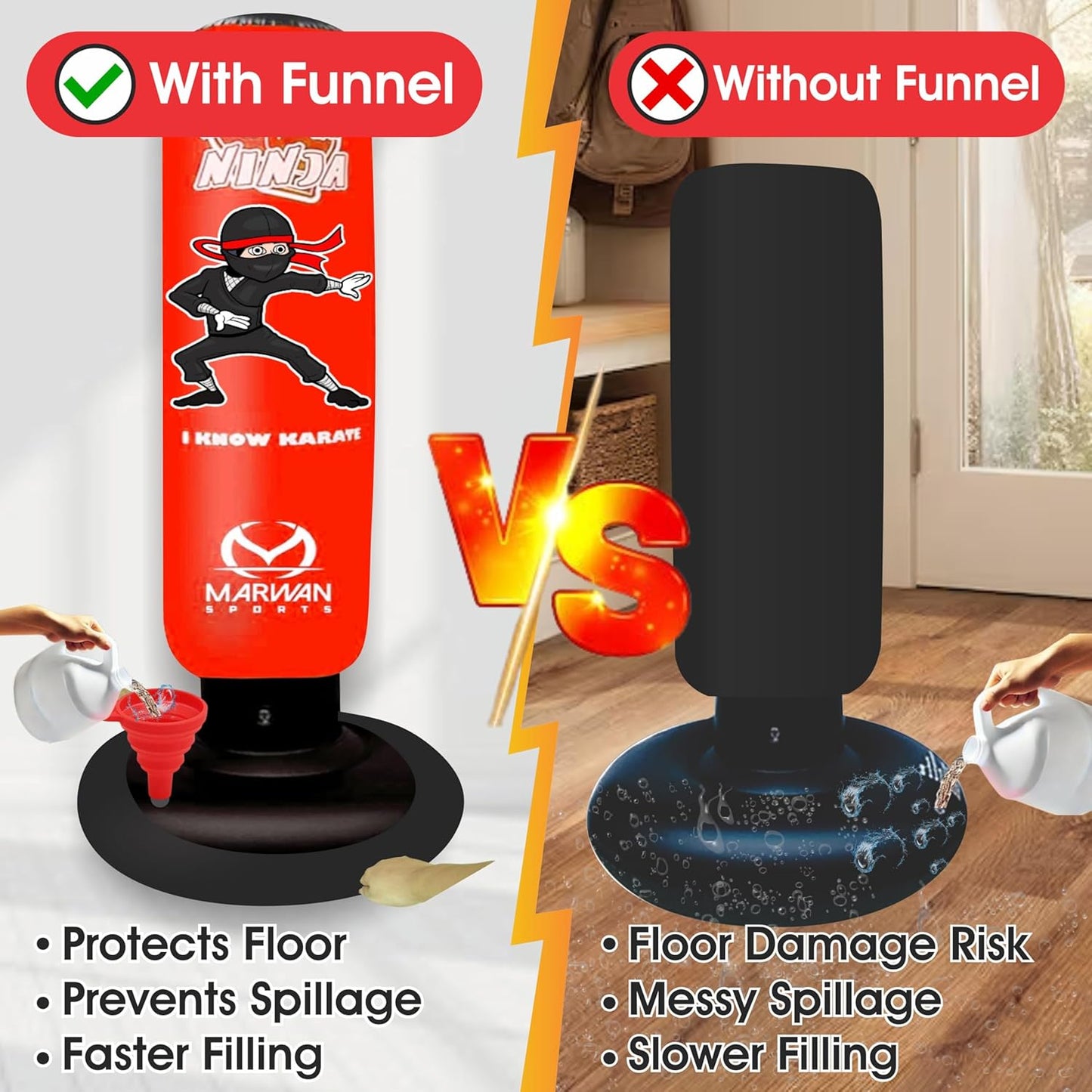 Durable Inflatable Kids Punching Bag for Karate and Boxing – Bounce-Back Martial Arts Bag for Boys and Girls, Great Birthday Gift to Relieve Energy and Build Skills for Boys Ages 4-12