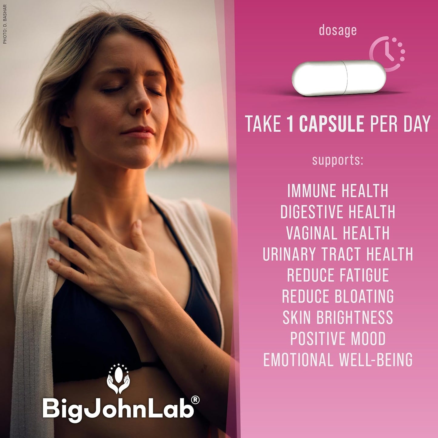 BIGJOHNLAB® - Women's Probiotic Supplement – 50 Billion CFU, 6 Active Strains + Prebiotics – Supports Digestion, Immunity & Wellness – Acid-Resistant, Dairy & Sugar Free, No Refrigeration, 30 Capsules