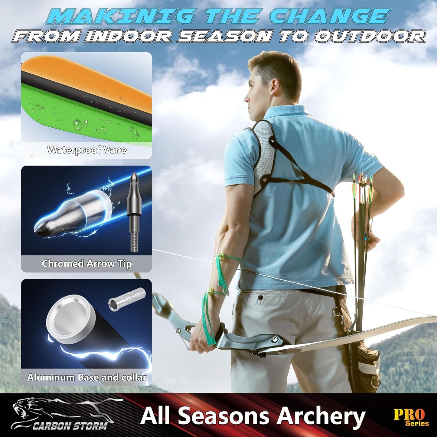 SUNYA 12-Pack 30 Inch Carbon Arrows Spine 500 or 400 for 40-60 LBS Bows｜Switch to Recurve/Compound Modes, Anti-Loose O-Ring & TPU Vanes for Hunting/Target Practice