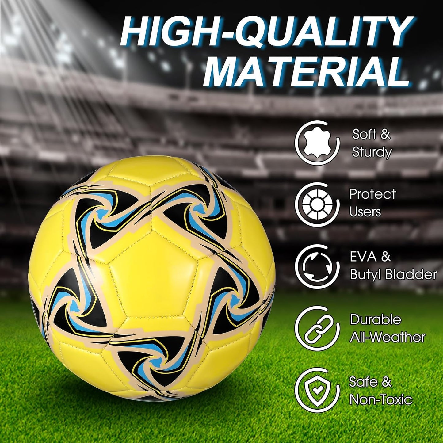 Lenwen 12 Pcs Soccer Balls with Pump Bulk Official Size 5 4 3 Kids Teen Adult Indoor Outdoor Sports Soccer Ball Toddler Youth Gift for Training Game Practice Christmas Operation