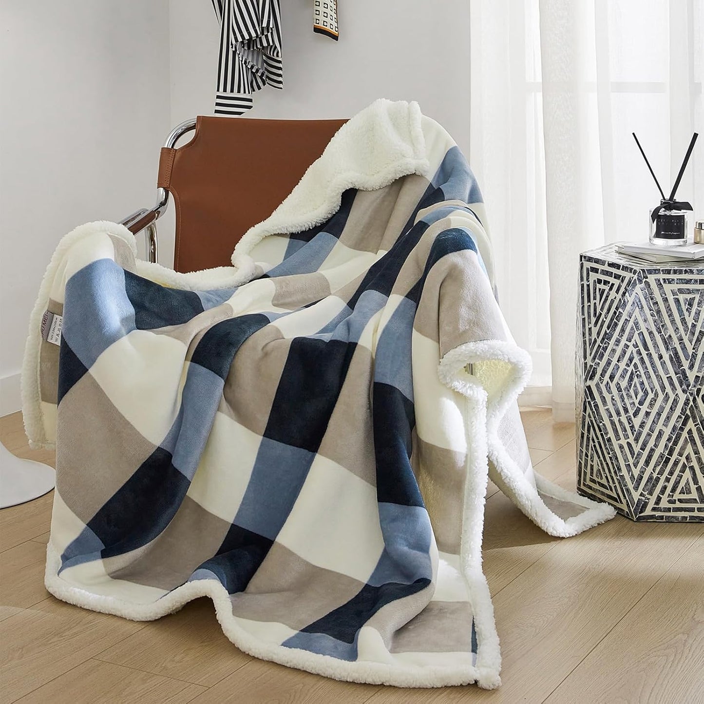 PU MEI 50"x60" Sherpa Fleece Blanket - Soft, Cozy, Thick and Warm for Couch, Sofa or Bed