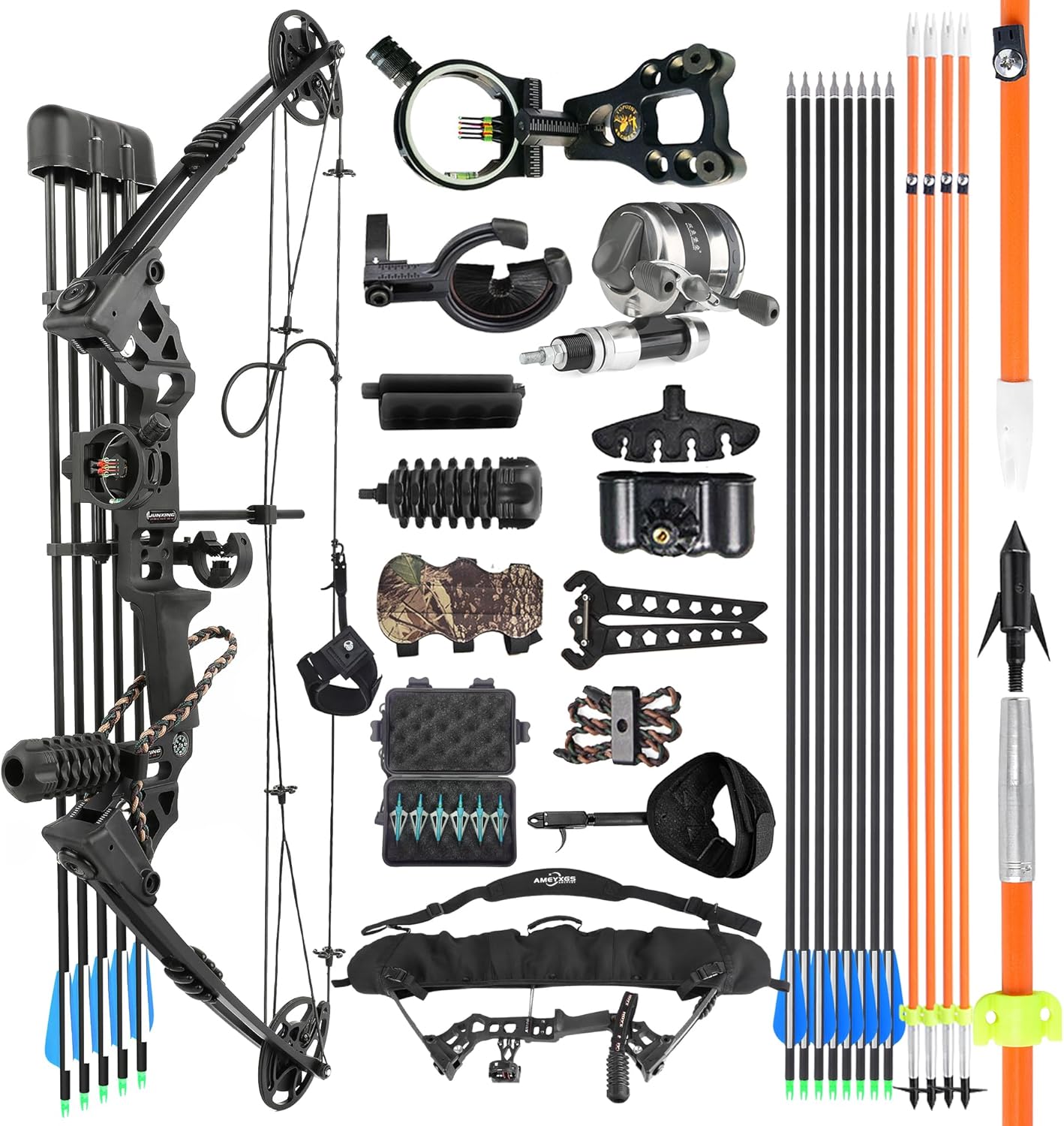 Archery Bowfishing Compound Bow Kit Ready to Fish Kit with Bowfishing Reel, Bow Fishing Arrows Right & Left Handed for Adult/Youth Fishing Hunting Target Shooting