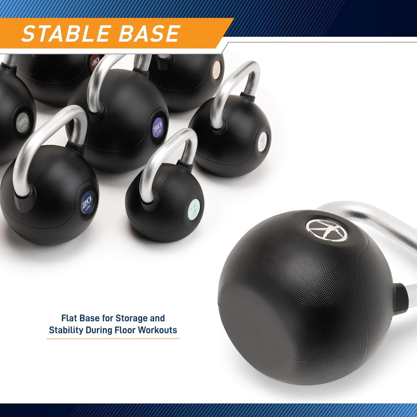 Marcy PU Coated Kettlebell – 10 to 40 LB Single Weights with Textured Steel Handle, Flat Base – Strength Training for Full Body & Home Gym Workouts