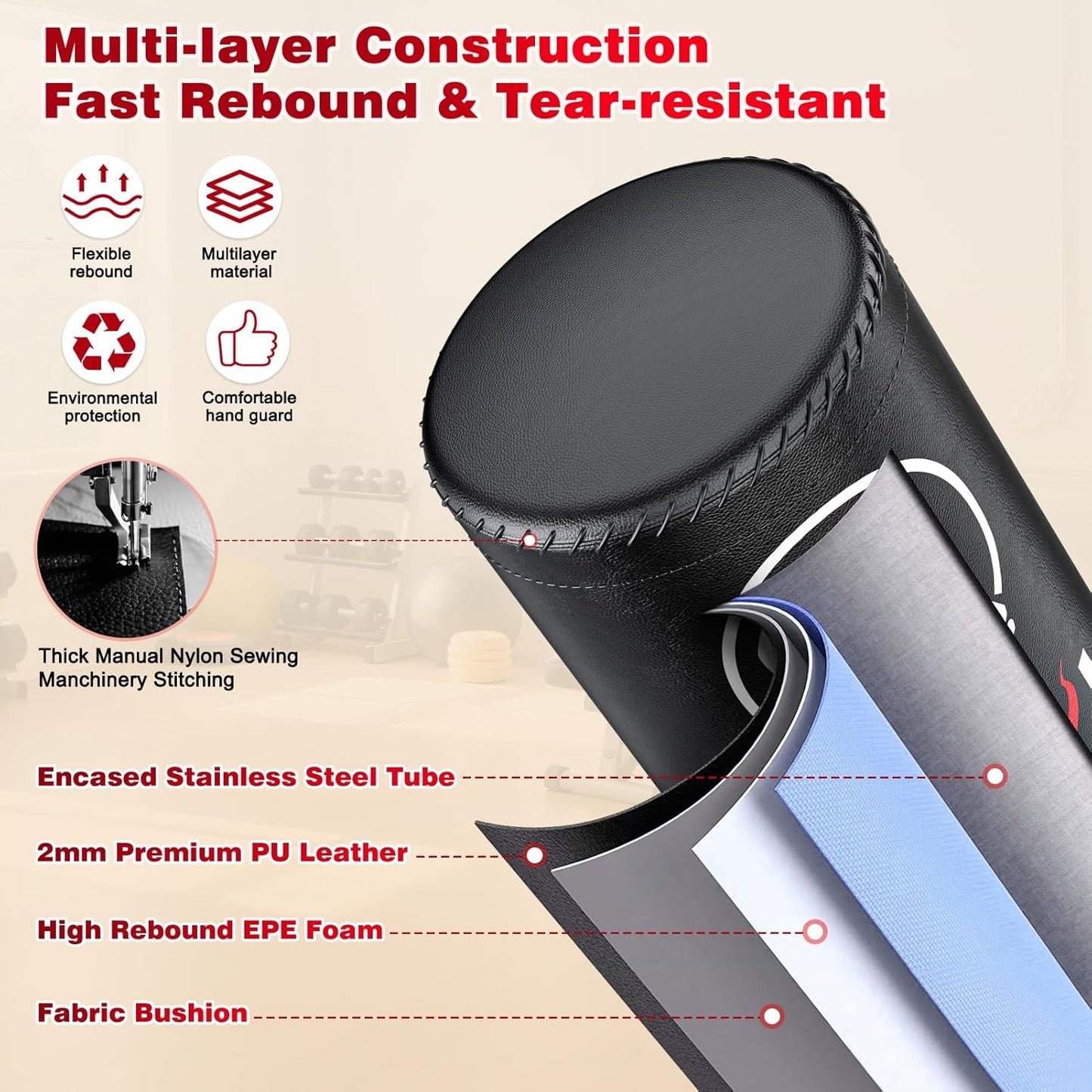 Freestanding Punching Bag for Adults - Heavy Boxing Bag with 12oz Boxing Gloves and Wristband for MMA, Kickboxing, Home Gym Training