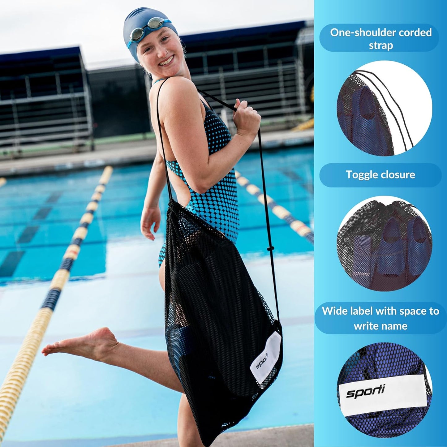 𝗦𝗽𝗼𝗿𝘁𝗶 Power Swim Paddles for Lap Swimming - Adjustable Straps - Lap Swimming Gears - Hand Paddles for Adults & Kids