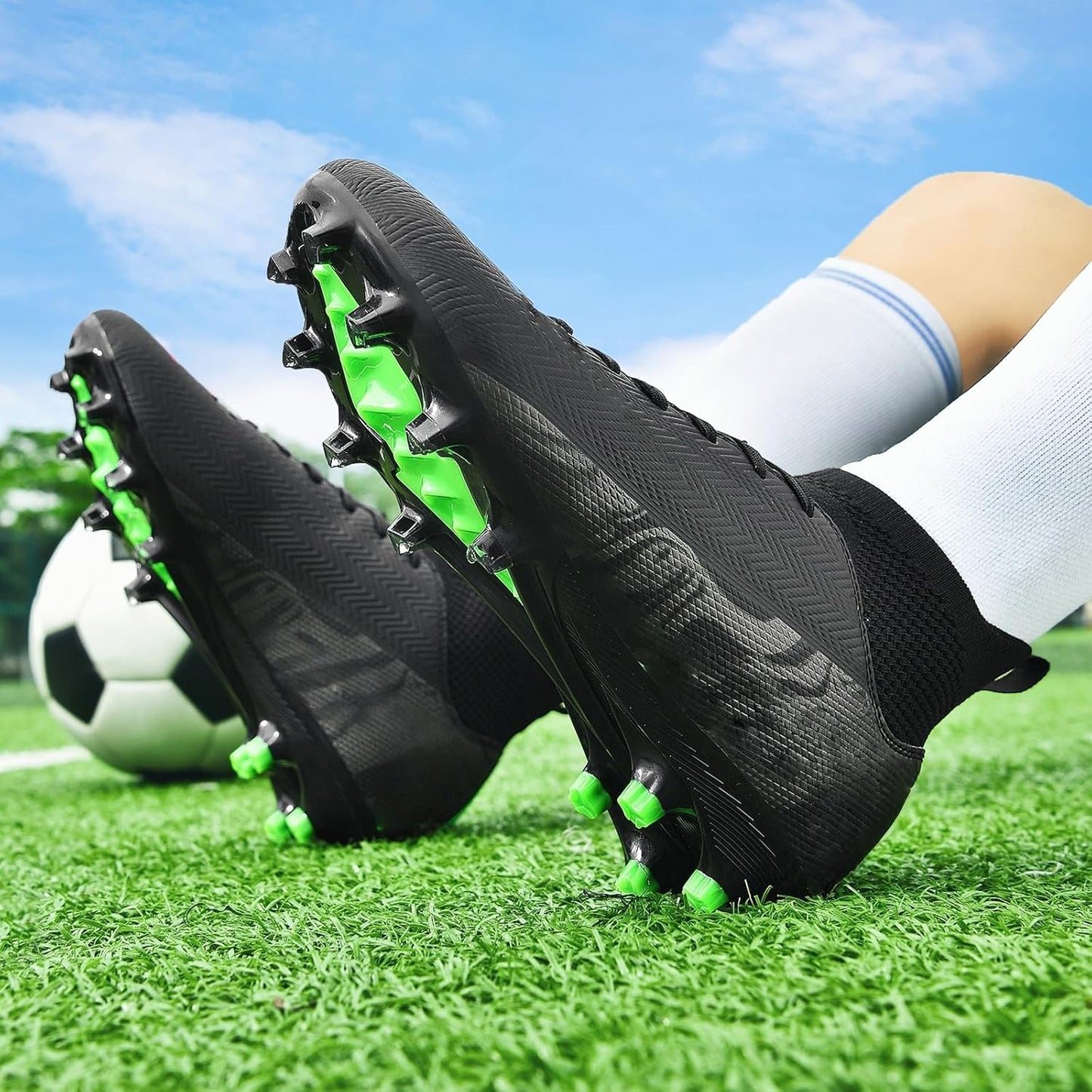 Indoor Soccer Cleats Mens Womens Turf Soccer Cleats Wide Socer Shoes FG AG TF High Ankle Football Boots